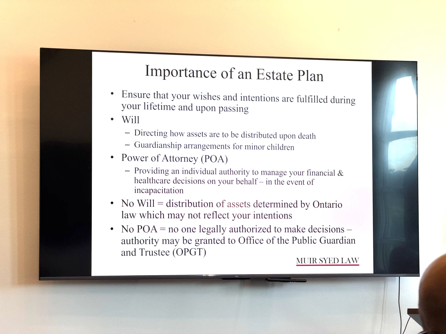 Planning ahead with Muir Syed Law — photograph from the BEO event gallery